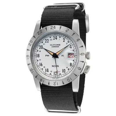 Glycine Airman Vintage Noon Purist 40mm Automatic Strap Watch In Black