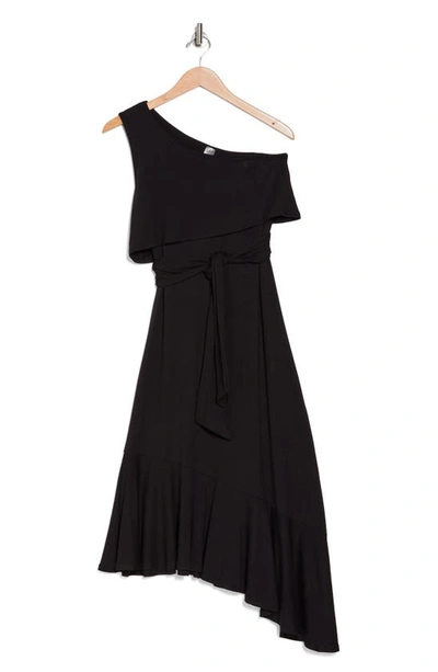 Go Couture Asymmetric One-shoulder Dress In Black