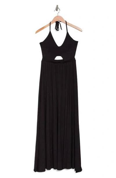 Go Couture Cutout Halter Dress In Black