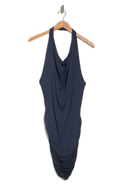 Go Couture Drape Halter Dress In Navy