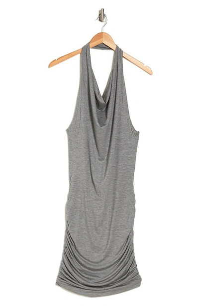 Go Couture Drape Halter Dress In Charcoal
