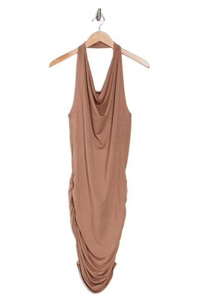 Go Couture Drape Halter Dress In Sienna