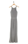 Go Couture Halter Neck Blouson Maxi Dress In Charcoal