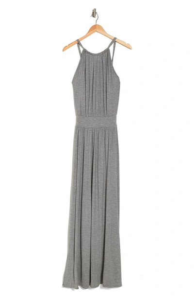 Go Couture Halter Neck Blouson Maxi Dress In Gray