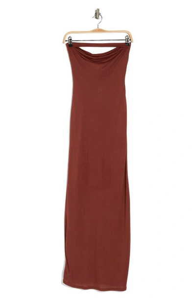 Go Couture Strapless Maxi Dress In Brown
