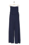 Go Couture Strapless Wide Leg Jumpsuit In Navy