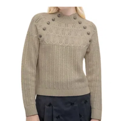 Goa Goa 100% Wool Sweater With Buttons Surita Pattern With High Neck And Perforated Mud Color In Neutral