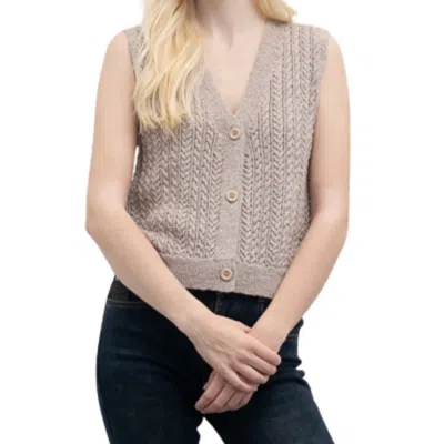 Goa Goa Cardigan Braided With Micropaillettes Montini Model With V-neck And Buttons In Neutral