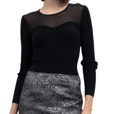 Goa Goa Knit With Tulle Pattern Nikol Black Color With Round Neck