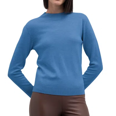 Goa Goa Lapel Collar Blue Denim Ultrasoft 100% Wool Pattern Dolores With Long Sleeves