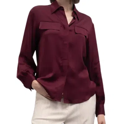 Goa Goa Viscose Satin Shirt Model Semys Burgundy Color With Hidden Buttons