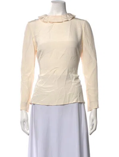 Pre-owned Goat Silk Long Sleeve Blouse In Neutrals