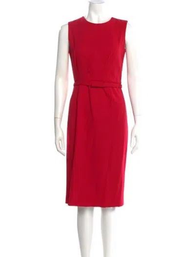 Pre-owned Goat Wool Midi Length Dress In Red
