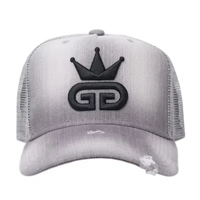 God Given Talent Acid Wash Distressed Grey Denim Mesh Hat In Gray