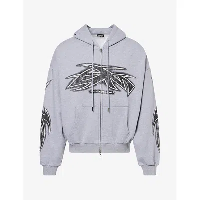 Godmade Mens Vivid Logo-print Cotton Hoodie Grey