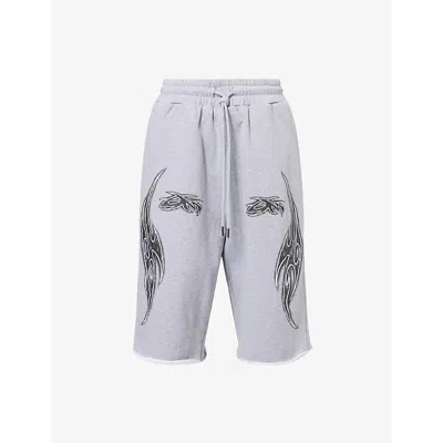 Godmade Mens Vivid Logo-print Cotton Shorts Grey