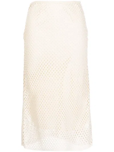 Goen J Open-knit Midi Skirt In White