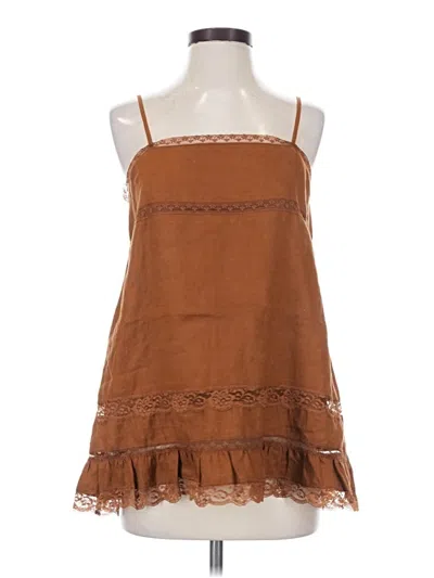 Pre-owned Gold Hawk Tank Top Brown Halter Neckline Tops