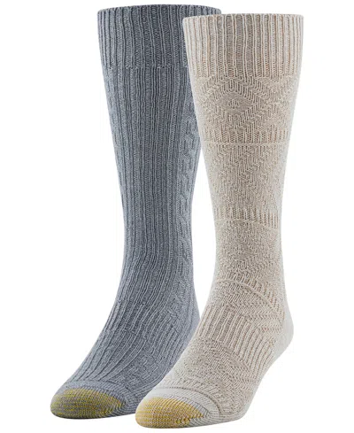 Gold Toe Men's 2-pack Chevron Texture Reinforced Toe Crew Socks In Multi