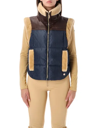 Goldbergh Faux Fur Trim Puffer Vest In Multi