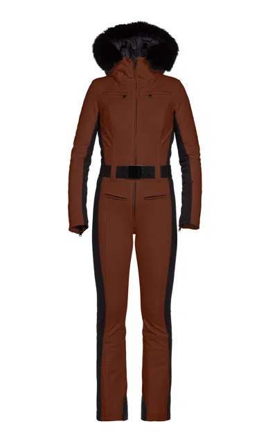 Goldbergh Parry Faux Fur Down Ski Suit In Animal Print