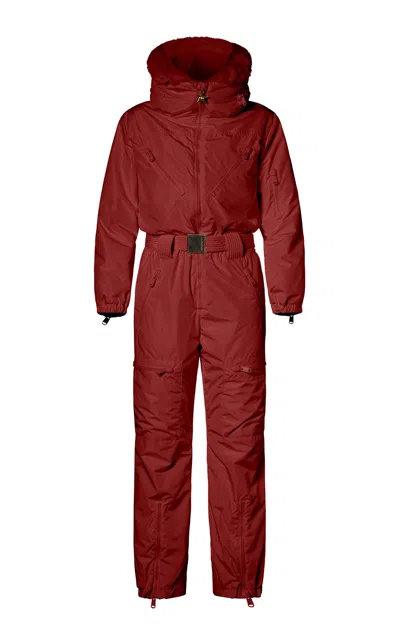 Goldbergh Quinn Faux Fur Ski Suit In Burgundy