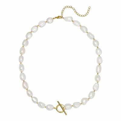 Goldbug Collection Women's Freshwater Pearl Toggle Charm Necklace In White