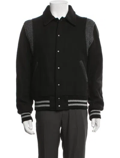 Pre-owned Golden Bear Virgin Wool Bomber Jacket In Black