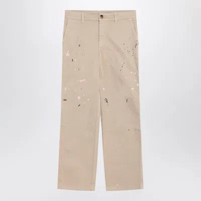 Golden Goose Kids' Beige Trousers With Splatter Details In Neutral