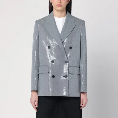 Golden Goose Double-breasted Jacket In Pied De Poule With Sequins In Black