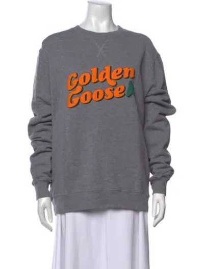 Pre-owned Golden Goose Graphic Print Crew Neck Sweater In Grey
