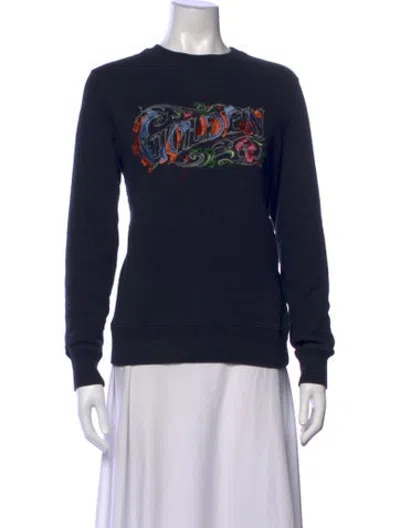 Pre-owned Golden Goose Graphic Print Crew Neck Sweatshirt In Black