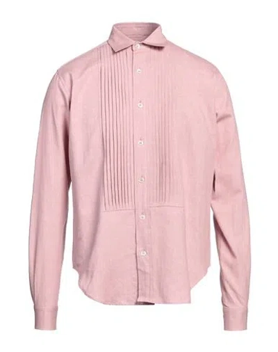 Golden Goose Man Shirt Pastel Pink Size M Linen, Cotton