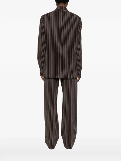 Golden Goose Pinstripe Double-breasted Blazer In Brown