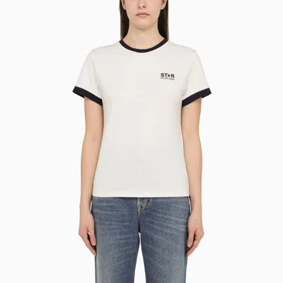 Golden Goose White/bordeaux Cotton T Shirt With Logo