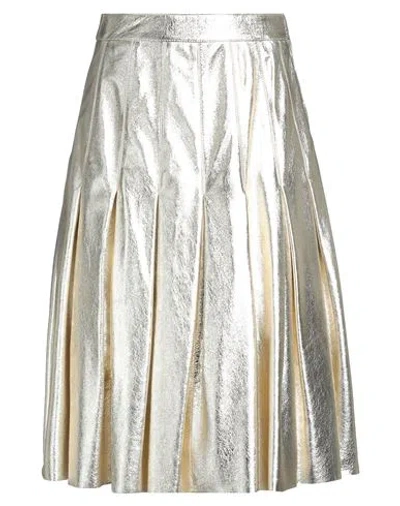 Golden Goose Woman Midi Skirt Platinum Size 4 Ovine Leather In Grey