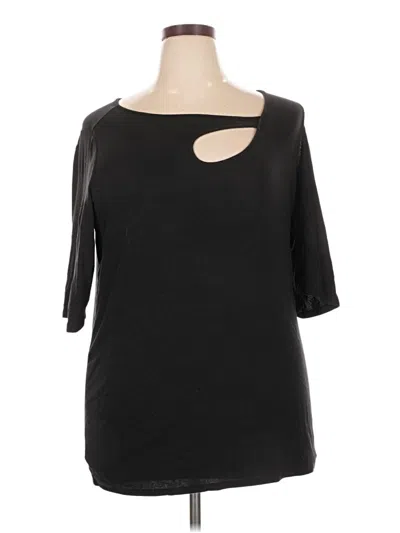 Pre-owned Goldray 3/4 Sleeve Top Black Keyhole Neckline Tops