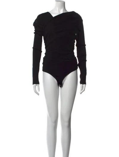 Pre-owned Goldsign Asymmetrical Long Sleeve Bodysuit In Black