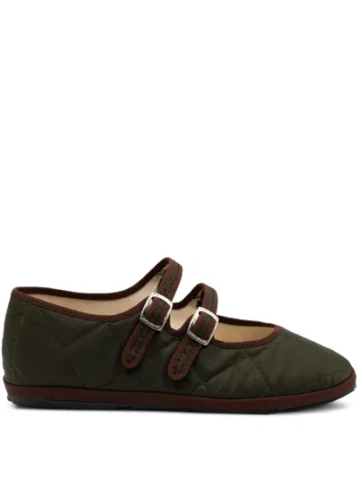 Gondolina Acqua Alta Mary Jane Quilted Buckle Ballet Flats In Green