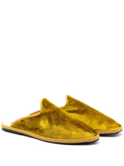 Gondolina Burano Velvet Mules In Yellow