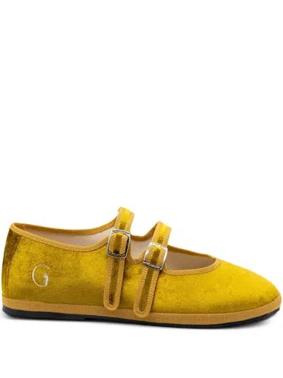 Gondolina Nina Mary Jane Double-lace Ballet Flats In Yellow
