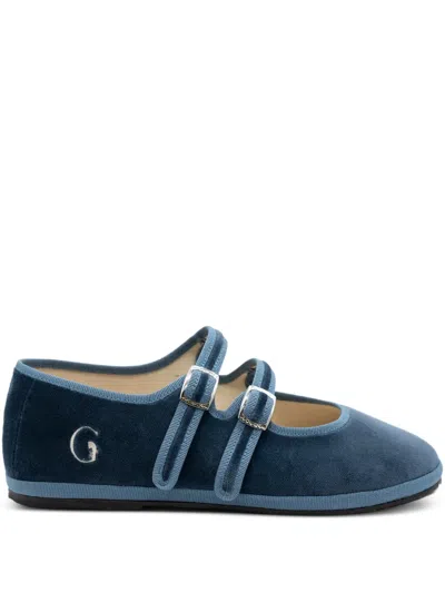 Gondolina Rialto Mary Jane Double-lace Ballet Flats In Blue