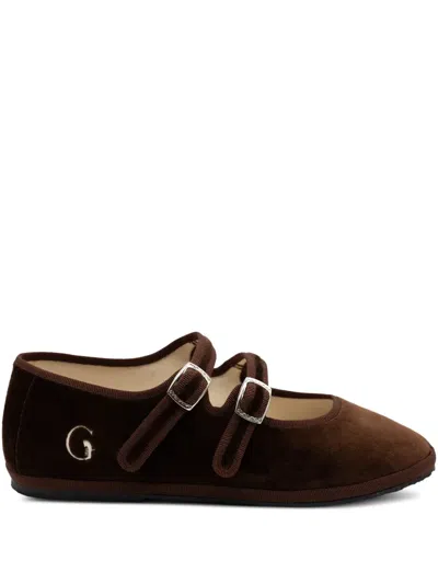 Gondolina Sigari Mary Jane Double-lace Ballet Flats In Brown