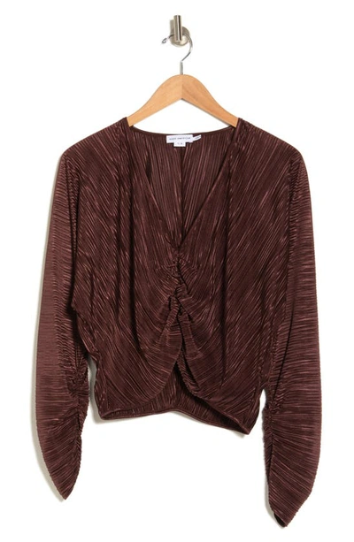 Good American Always Fits Plissé Ruched Top In Brown