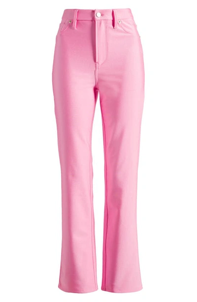 Good American Compression Shine Straight Leg Crop Trousers In Sorority Pink003