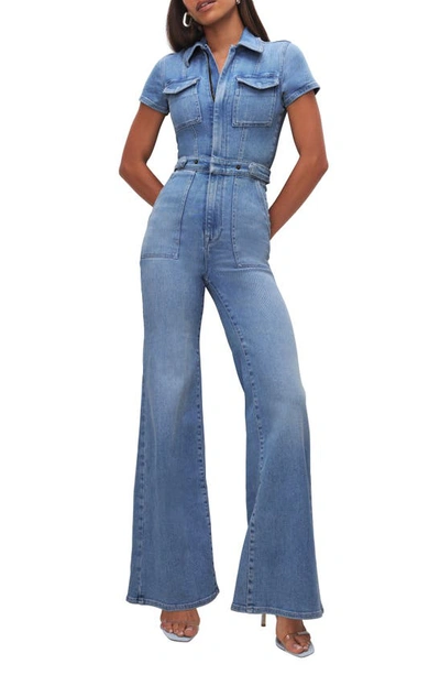 Good American Fit For Success Palazzo Jumpsuit In Blue274