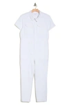 Good American Fit For Success Stretch Cotton Twill Jumpsuit In White002