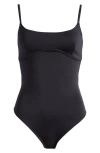 Good American Flexi Wire Cutout Scuba Thong Bodysuit In Black