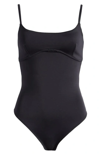 Good American Flexi Wire Cutout Scuba Thong Bodysuit In Black