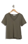 Good American Heritage V-neck Cotton T-shirt In Fatigue001